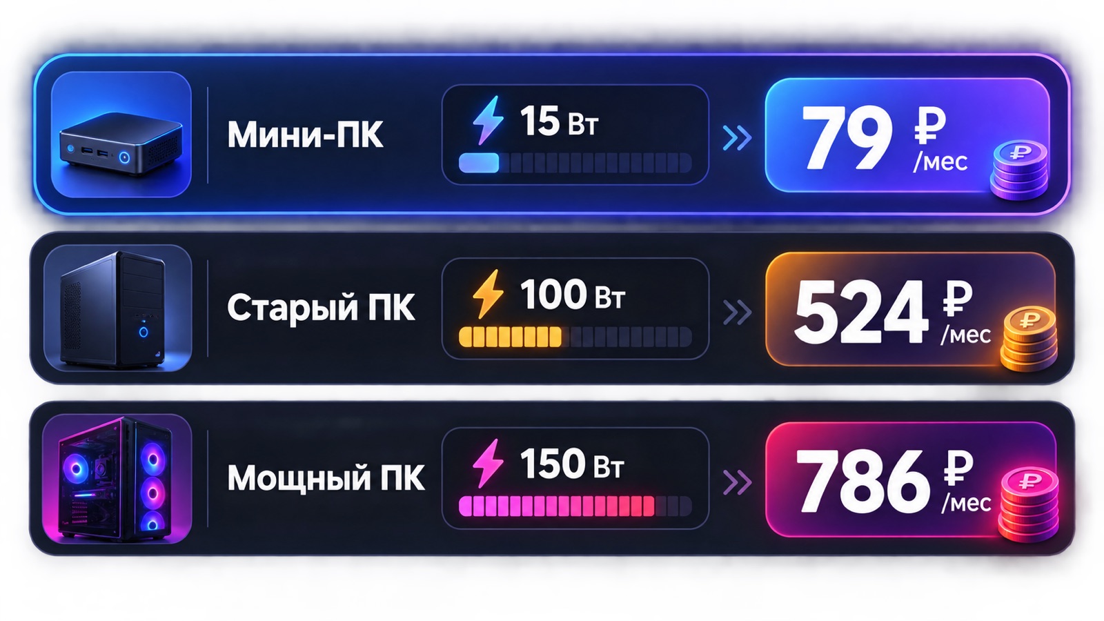 Сколько электричества потребляет домашний сервер в месяц